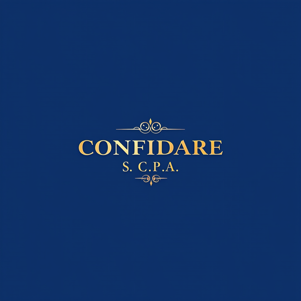 CONFIDARE S.C.P.A. - Intermediario Finanziario Torino - Logo aziendale con scritta elegante su sfondo blu reale
