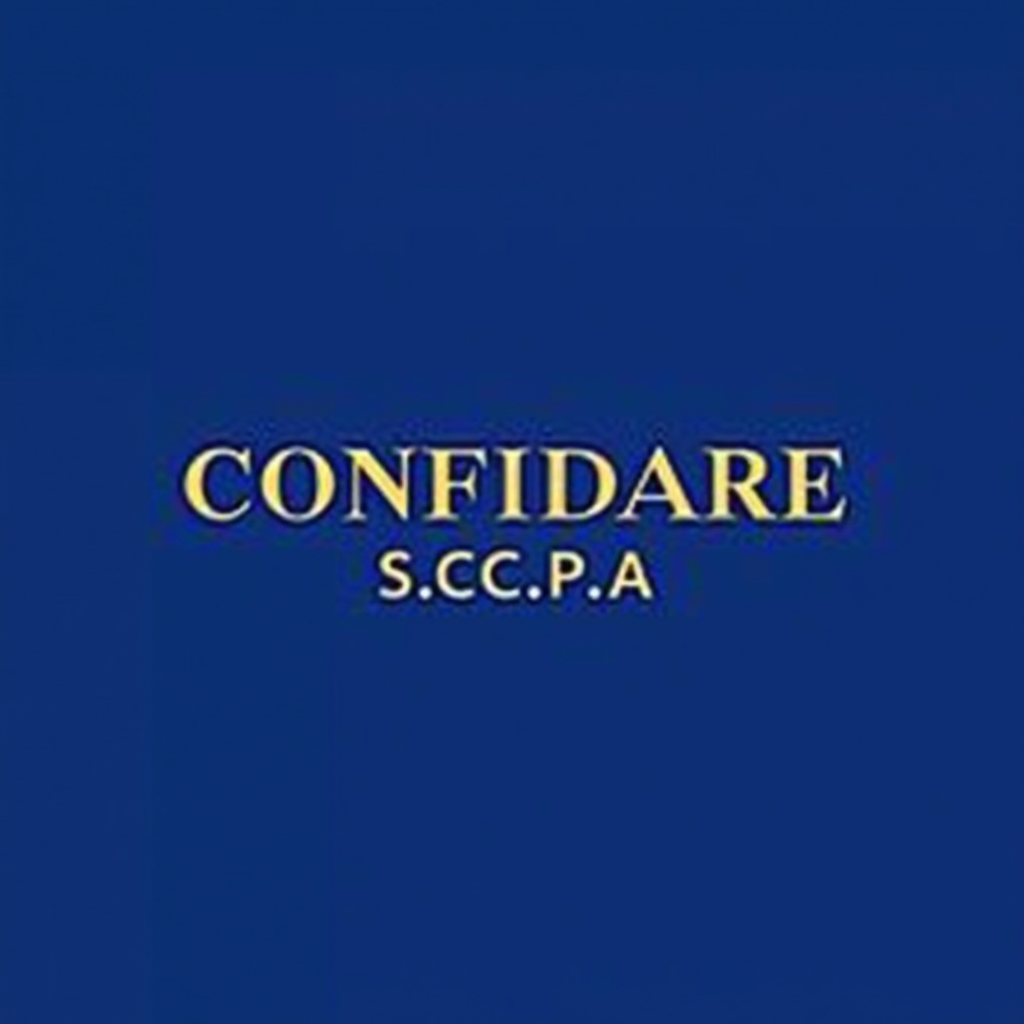 CONFIDARE S.C.P.A. - Intermediario Finanziario Torino - Logo aziendale con scritta elegante su sfondo blu reale