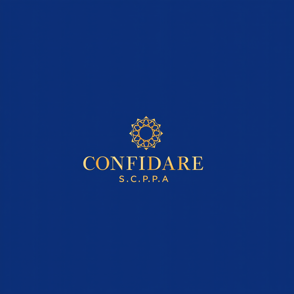 CONFIDARE S.C.P.A. - Intermediario Finanziario Torino - Logo aziendale con scritta elegante su sfondo blu reale