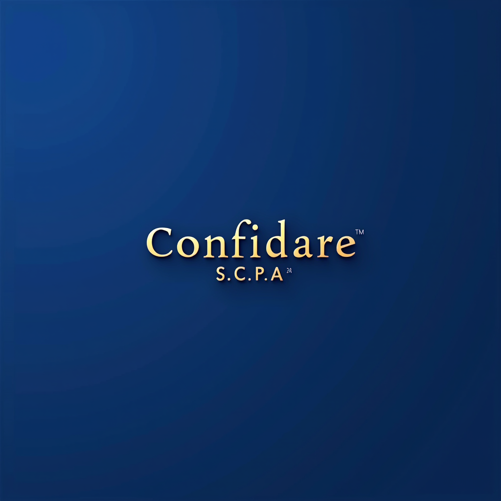 CONFIDARE S.C.P.A. - Intermediario Finanziario Torino - Logo aziendale con scritta elegante su sfondo blu reale